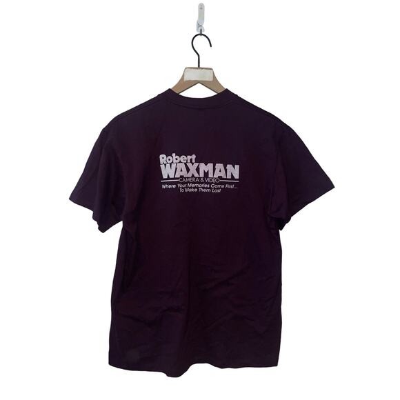 Vintage Super News Shirt School Newcaster Waxman Video Tee Purple VTG 90s Large - Picture 6 of 9